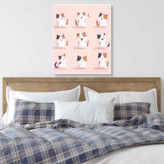 Toile Stretched Canvas Print of a cat smiling happily (Insitu(Chambre))