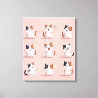 Toile Stretched Canvas Print of a cat smiling happily