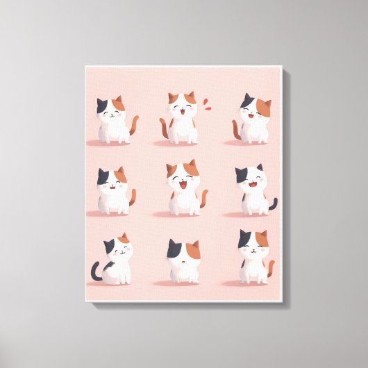 Toile Stretched Canvas Print of a cat smiling happily (Recto)