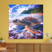 Toile Stretched Canvas Print of Ocean Turtle (Insitu(Salon))