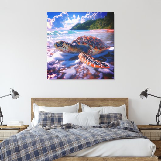 Toile Stretched Canvas Print of Ocean Turtle (Insitu(Chambre))