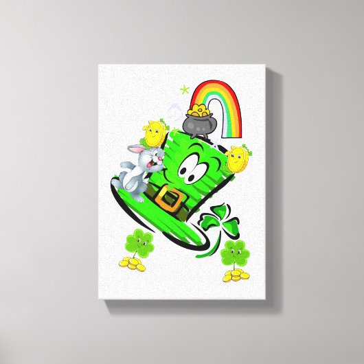 Toile Stretched Canvas Print St. Patrick's Day Rabbit (Recto)