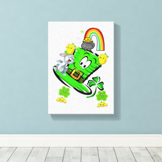 Toile Stretched Canvas Print St. Patrick's Day Rabbit (Insitu (Plancher de Bois))