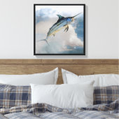 Toile Stretched Canvas Print with Jumping Marlin (Insitu(Chambre))