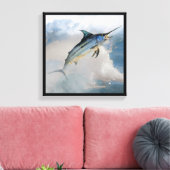 Toile Stretched Canvas Print with Jumping Marlin (Insitu(Salon))