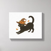 Toile Stretting Chat Noir - Witchy Automne Classique T-S (Recto)