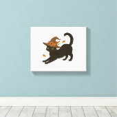 Toile Stretting Chat Noir - Witchy Automne Classique T-S (Insitu (Plancher de Bois))