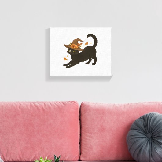 Toile Stretting Chat Noir - Witchy Automne Classique T-S (Insitu(Salon))