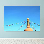 Toile stupa bouddhiste avec drapeaux de prière enveloppé (Insitu (Plancher de Bois))