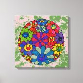 Toile "style art peter max"boules de fleurs souriantes t (Recto)