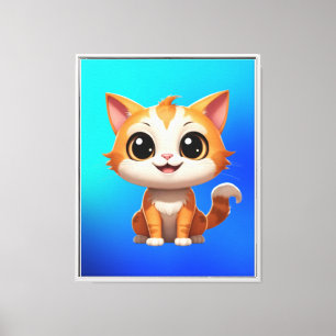 Toile Style de dessin animé de chat orange mignon - 8973