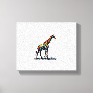 Toile Style Impressionniste Coloré Animalier Girafe