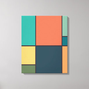 Toile Style Mondrian Tons Retro Géométriques Abstraits