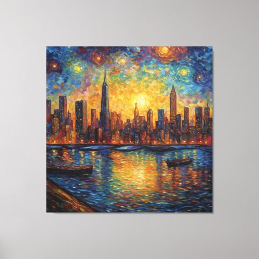 Toile Style New York City Skyline van Gogh (Recto)