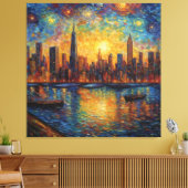 Toile Style New York City Skyline van Gogh (Insitu(Salon))