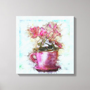 Toile Style vintage Shabby Chic Violets Lilac Cup Saucer