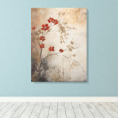 Toile Style wabi sabi japonais rustique Fleur rouge toil (Insitu (Plancher de Bois))