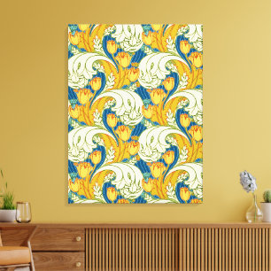 Toile Style William Morris Tulp Tissu Floral Art Teal et
