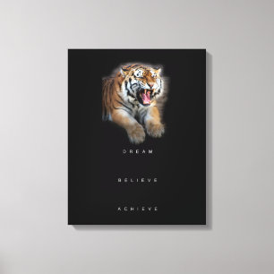 Toile Succès Citation Motivationnelle Stylish Tiger Abst