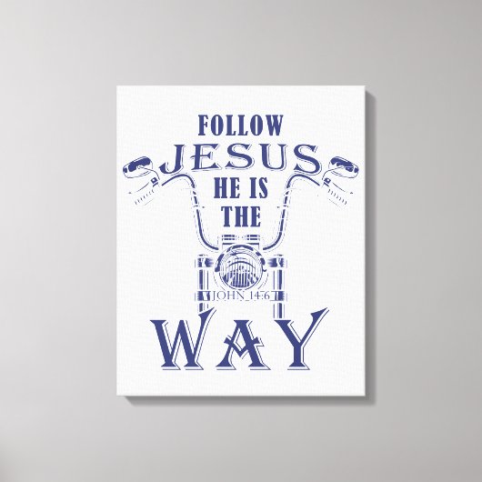 Toile Suivez Jésus Il est la façon de la moto chrétienne (Recto)