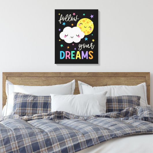 Toile Suivez vos rêves | Cloud & Moon (Insitu(Chambre))