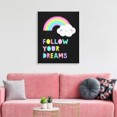 Toile Suivez vos rêves Cute Rainbow Cloud (Insitu(Salon))