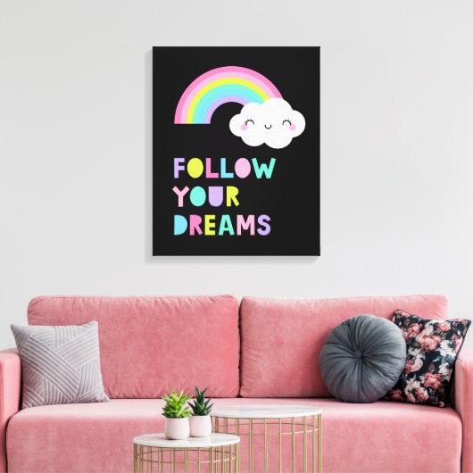 Toile Suivez vos rêves Cute Rainbow Cloud (Insitu(Salon))
