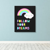 Toile Suivez vos rêves Cute Rainbow Cloud (Insitu (Plancher de Bois))