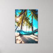 Toile Summer Beach Hammock Ocean Vacation Palm Trees (Recto)