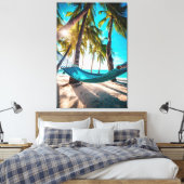 Toile Summer Beach Hammock Ocean Vacation Palm Trees (Insitu(Chambre))
