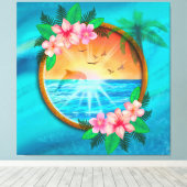 Toile Summer Beach Les oiseaux de mer volent dans le cie (Insitu (Plancher de Bois))