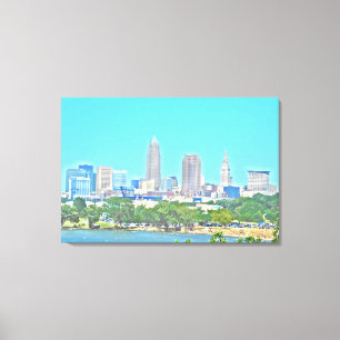 Toile Summer Lake Skyline Cleveland, OH Canvas Imprimer