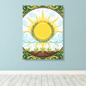 Toile Sun and Rain Nature Cycle Botanical Emblem ART (Insitu (Plancher de Bois))