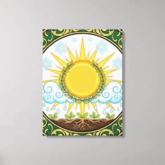 Toile Sun and Rain Nature Cycle Botanical Emblem ART (Recto)