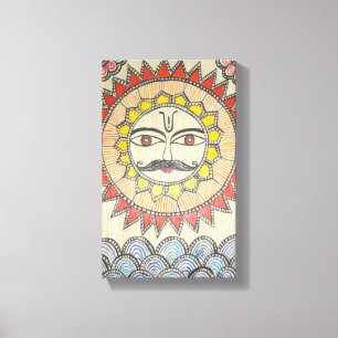 Toile Sun dans le style de peinture de Madhubani
