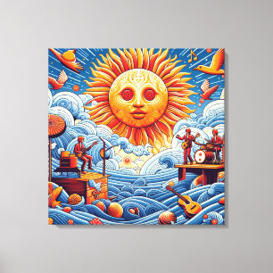 Toile Sun Kissed Ocean Jam : Vibrant Music Festival Art