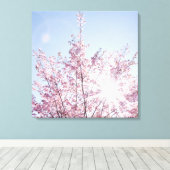 Toile sun rays pass through pink flowers of a wow tree (Insitu (Plancher de Bois))