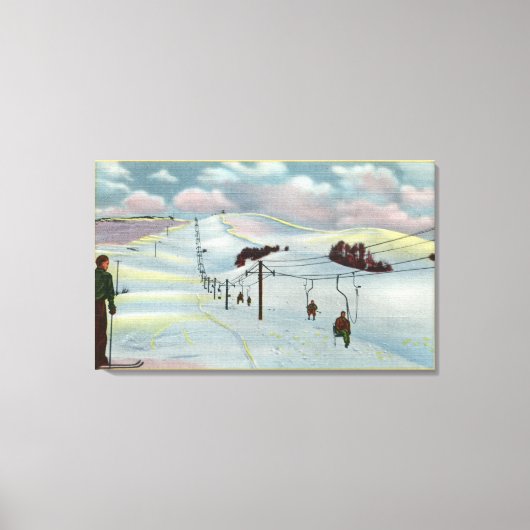 Toile Sun Valley, ID - Sawtooth Mnts. Ski D'Équitation (Recto)