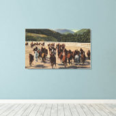 Toile Sun Valley, ID - Wild Horse Roundup (Insitu (Plancher de Bois))