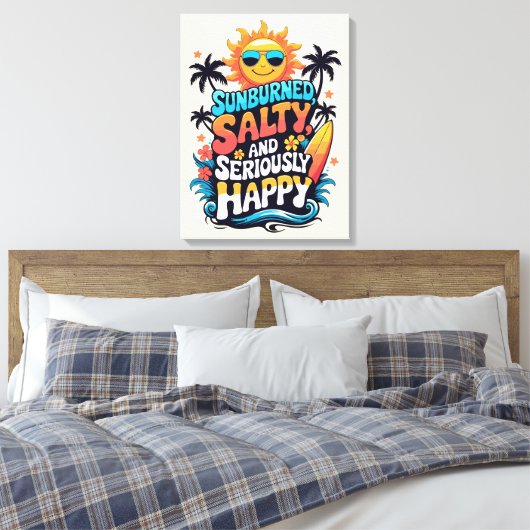 Toile Sunburned Salty and Happy – Retro Beach Vibes (Insitu(Chambre))