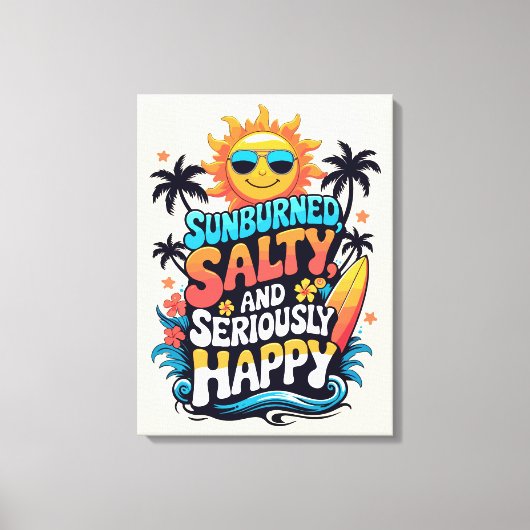 Toile Sunburned Salty and Happy – Retro Beach Vibes (Recto)