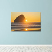 Toile Sunburst Et Haystack Rock Au Cap Kiwanda (Insitu (Plancher de Bois))