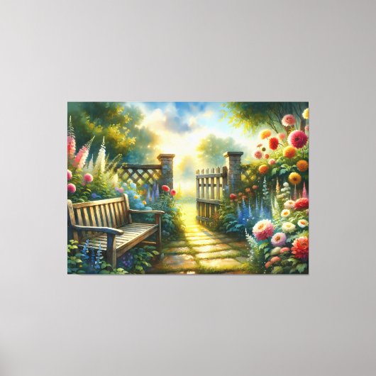 Toile Sunlit Garden Pathway Gate Scene (Recto)