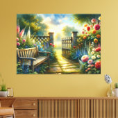 Toile Sunlit Garden Pathway Gate Scene (Insitu(Salon))