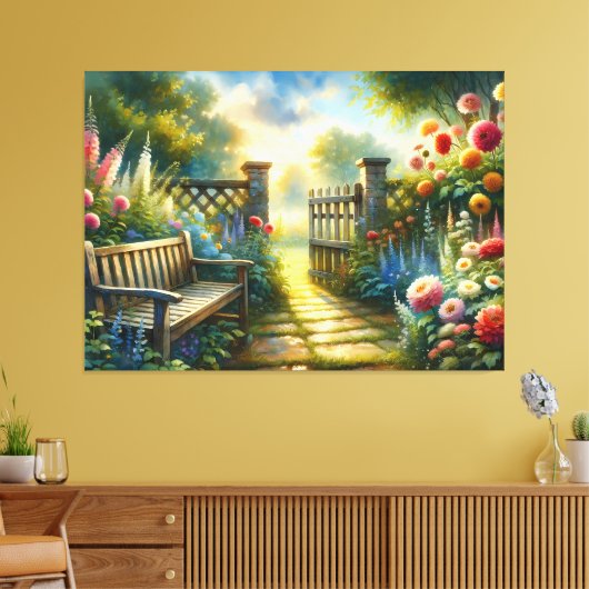 Toile Sunlit Garden Pathway Gate Scene (Insitu(Salon))