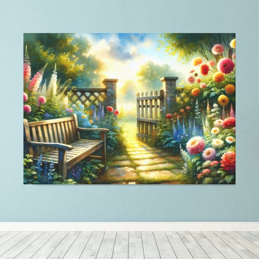 Toile Sunlit Garden Pathway Gate Scene (Insitu (Plancher de Bois))