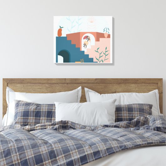 Toile "Sunlit Terraces – Modern Abstract Wood Wall Décor (Insitu(Chambre))