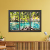 Toile Sunny Lake Scenery Black Fake Window Illusion (Insitu(Salon))