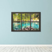 Toile Sunny Lake Scenery Black Fake Window Illusion (Insitu (Plancher de Bois))