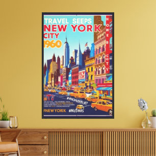 Toile Sunny NYC Adventure Illustration de style des an